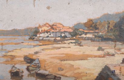 null French school of the XXth century

View of a port at low tide

Oil on panel

Unsigned

(some...