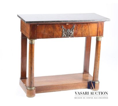 null Mahogany and mahogany veneer console with a marble top, it opens with a drawer...