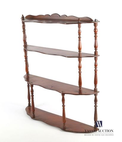 null Mahogany wall shelf with four shelves, the two upper ones slightly recessed...