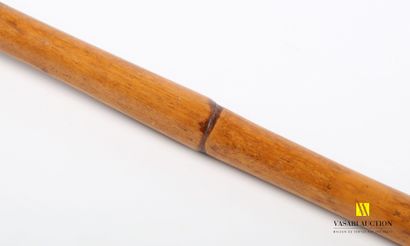 null Cane, the rounded pommel in rosewood, the ring in brass, the shaft in bamboo,...