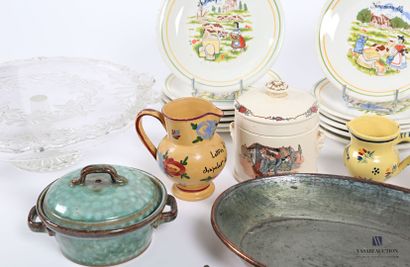 null Lot including a fine earthenware covered pot, seven milk or cream pots, a covered...