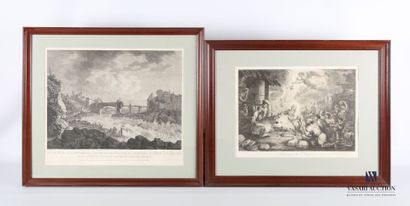 null Lot of two framed engravings :

- GIORDANO Luca (draftsman) & DV de NON (engraver),...