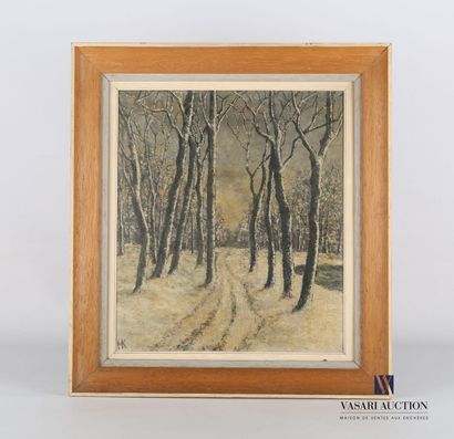 null French school of the XXth century

View of a snowy landscape

Oil on isorel

Monogrammed...