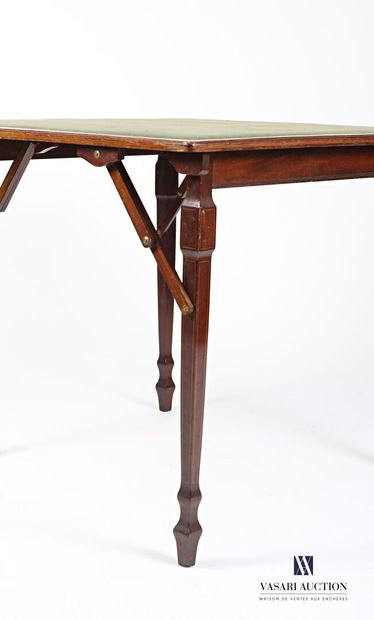 null Game table in mahogany veneer, the rectangular tray is darkened with a green...