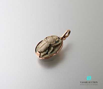 null Charm Souvenir of Egypt, in pink gold 585 thousandths set with an Egyptian scarab...