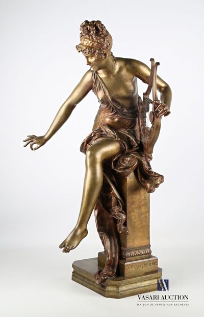null CARRIER-BELLEUSE Albert Ernest (1824-1887), d'après 

Mélodie, femme à la lyre

Bronze...