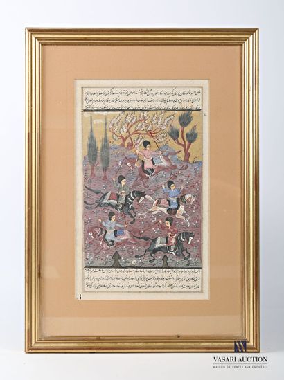 null Miniature persane figurant des cavaliers

Gouache sur papier

25,5 x 15,5 cm...
