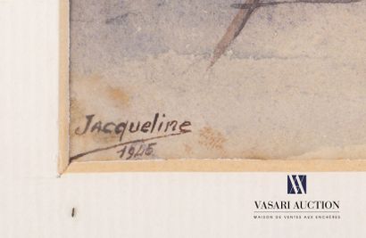 null Lot de trois pièces encadrées :

- JACQUELINE (XXème siècle) - Ruelle fleurie...
