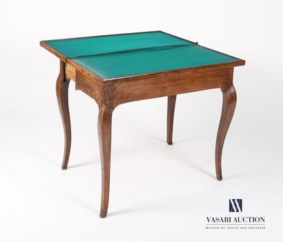 null Table in fruitwood and veneer of fruitwood, the tray decorated in its center...