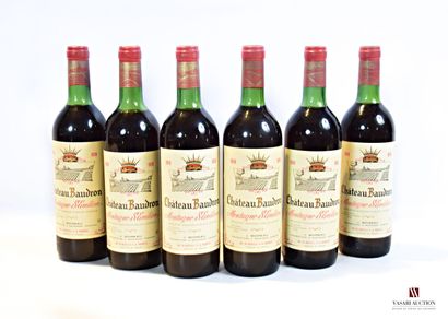 null 6 bouteilles	Château BAUDRON	Montagne St Emilion	1979

	Et. impeccables. N :...
