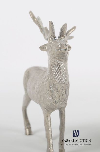 null Lot including in silver plated metal a stag (Height: 12 cm), an ibex (Height:...