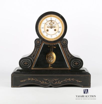 null Black marble terminal clock, the annular dial of round form presents Roman numerals...