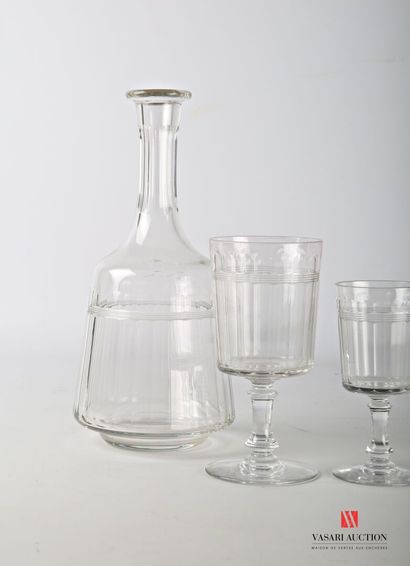 null Part of service of crystal glasses with cut sides and nets including eleven...