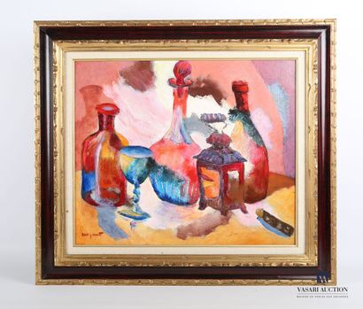 null G. SCHMIDT Robert (born in 1923)

Glassware with a lantern

Oil on canvas

Signed...
