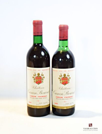 null 2 bottles Château CANON BOURRET Canon Fronsac 1961

	And. barely stained. 2...