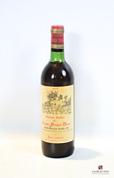 null 1 bouteille	Château GUADET le FRANC GRÂCE DIEU	St Emilion GC	1974

	Et. tachée...
