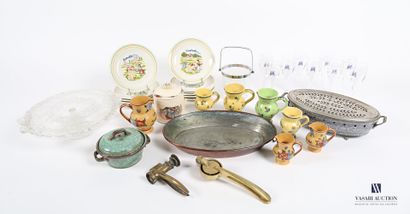 null Lot including a fine earthenware covered pot, seven milk or cream pots, a covered...