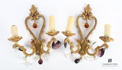 null Lot including a chandelier with four arms of light and a pair of sconces decorated...