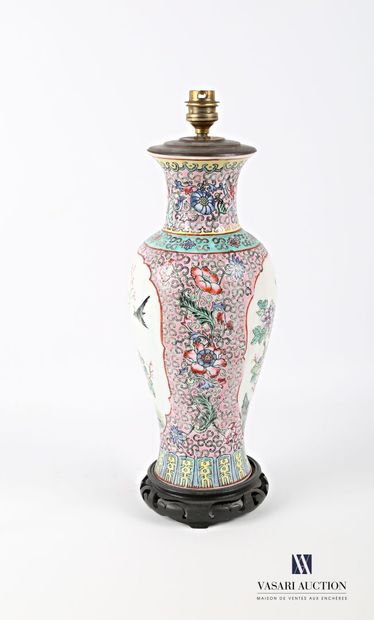 null CHINA

White porcelain baluster lamp base decorated with polychrome enamels...