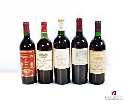 null Lot of 5 bottles including :

1 bottle Château LAROSA BRILLETTE Moulis 1995

1...