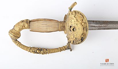 null Sword for senior officer, gilded brass mounting with a chiseled branch, chiseled...