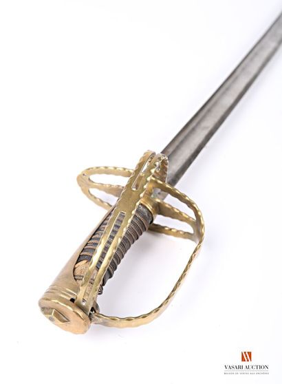 null Sword with revolving guard, 81 cm blade, openwork brass mounting with mobile...