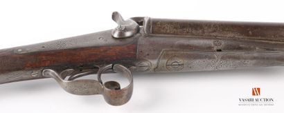 null Fusil de chasse à broche, canons en table Damas de 75 cm calibre 16, marqués...