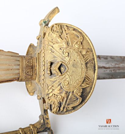 null Sword for senior officer, gilded brass mounting with a chiseled branch, chiseled...