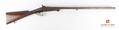 null Fusil de chasse à broche, canons en table Damas de 74 cm calibre 16, platines...