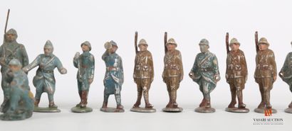 null Soldats polychrome en aluminium : troupes françaises bleu horizon et coloniaux...
