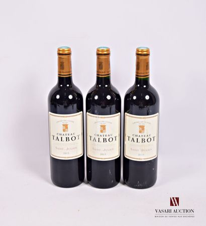 null 3 Bottles Château TALBOT St Julien GCC 2015

	Et: 1 barely stained, 2 stained....