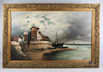 null FOURNAL E (Fin du XIXème siècle)

Bateau amarés en bord de mer

Huile sur toile

Signée...