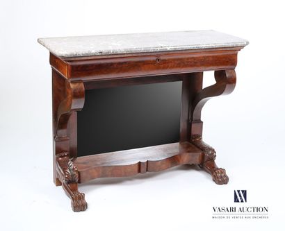 null Mahogany and mahogany veneer console, the rectangular tray is highlighted by...