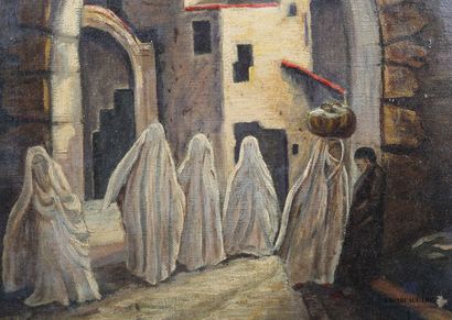 null FERRE (XXth century)

Veiled women under the vault

Oil on canvas

Signed and...