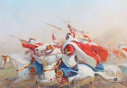 null PÉCHAUBES Eugène (1890-1967)

Arab riders charging

Oil on canvas

Signed lower...