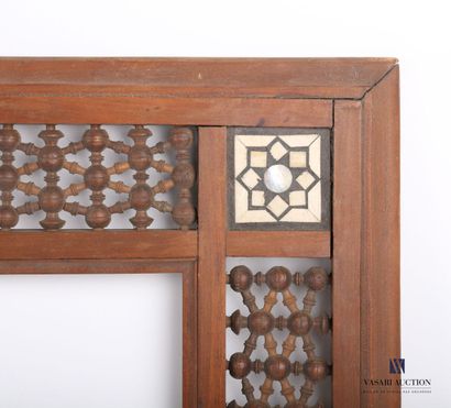 null Pair of carved wooden frames with openwork decoration on the plates of moucharabiehs...