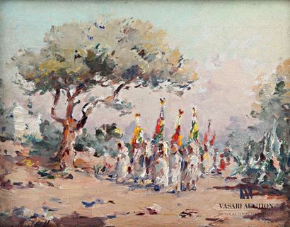 null GALLAND Gilbert (1870-1956) 

The feast of the Marabout in Algiers

Oil on panel

Signed...