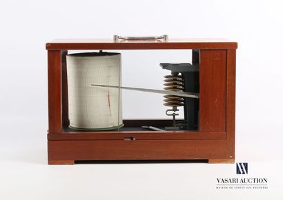 null Richard Pekly holosteric recording barograph with eight capsules in its mahogany...