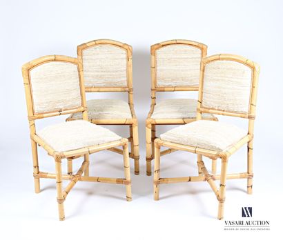 null VIVAÎ DEL SUD - ITALY

Four bamboo and fabric chairs 

XXth century 

Height...