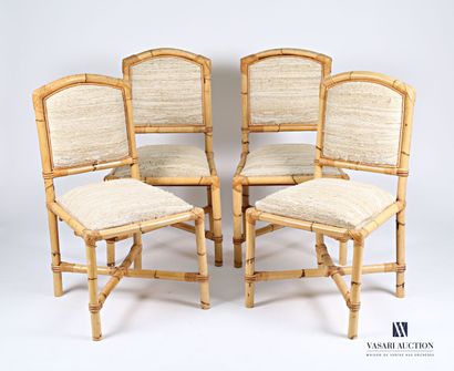 null VIVAÎ DEL SUD - ITALY

Four bamboo and fabric chairs 

XXth century 

Height...