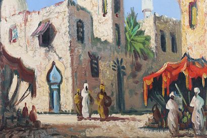 null SPIELMANN 

Street of Algiers animated

Oil on canvas

Signed lower left

(small...