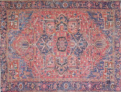 null Heriz carpet (cotton warp and weft, wool pile) North West Persia, circa 1920-1930

(wear...