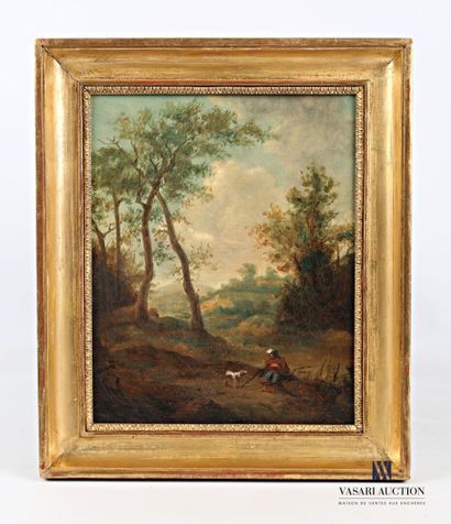 null French school of the 19th century

The rest of the hunter and his dog 

Oil...