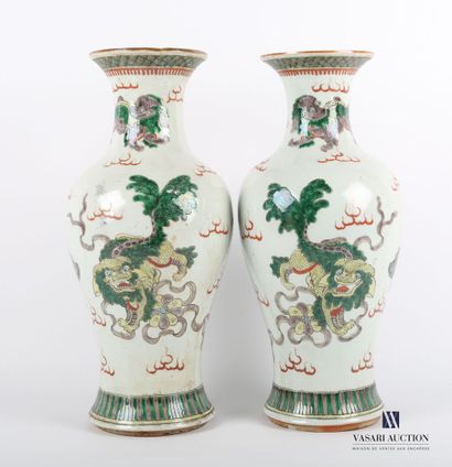 null China, late 19th, early 20th century

Pair of porcelain vases of baluster form...