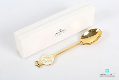 null Spoon in silver gilt, the handle finished by a figure surmounted by a crown...