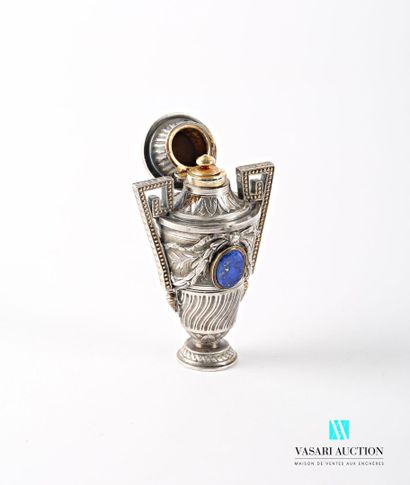 null Silver salt bottle of baluster form, it is decorated with garlands of laurel...