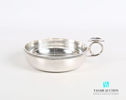 null Cup in the shape of taste wine out of silver plated metal posing on a flat bottom,...