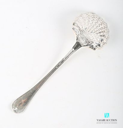 null Silver sprinkling spoon (1819-1838), the handle hemmed with net presents a figure...