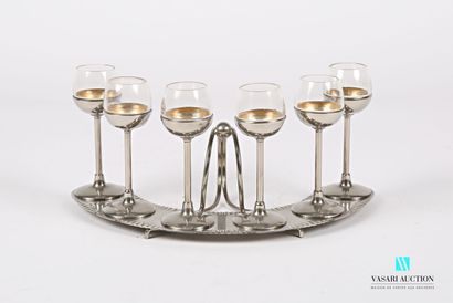 null Service with liqueur presenting six glasses on foot fixed on a stem and removable,...