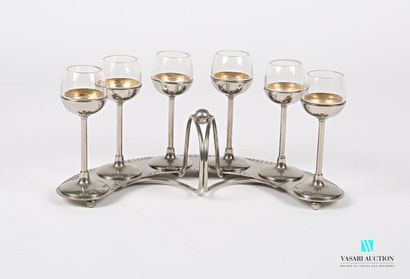 null Service with liqueur presenting six glasses on foot fixed on a stem and removable,...